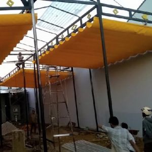 Lắp mái xếp bạt che nắng mưa